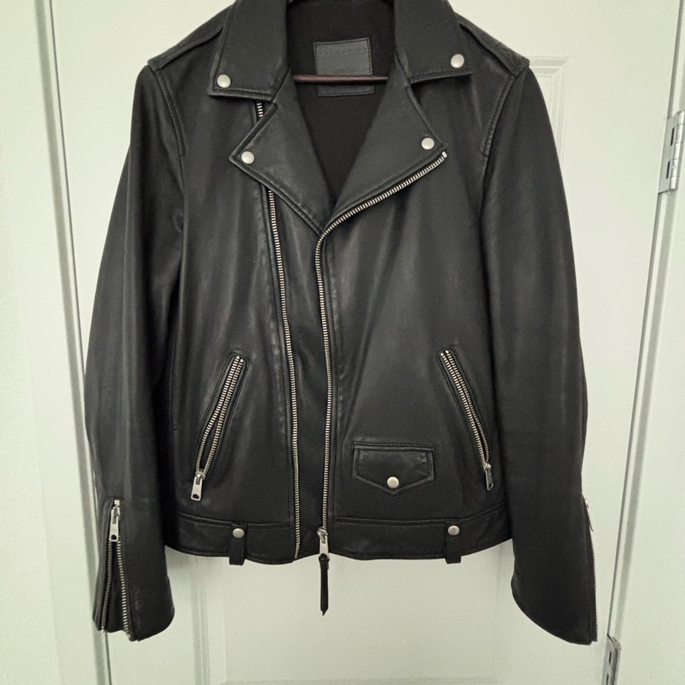All Saints Black Leather Biker Jacket